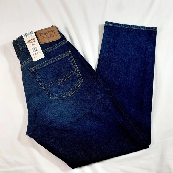 Levi Strauss Signature Jeans Mens W29 L30 Athletic Fit Dark Wash Denim N… - Picture 1 of 14